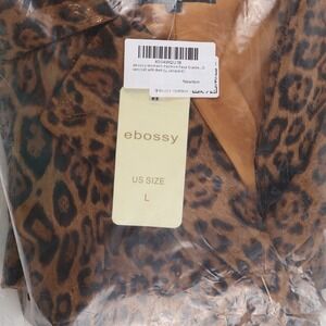 ebossy Trench Coat Faux Suede Leopard Print Large NWT